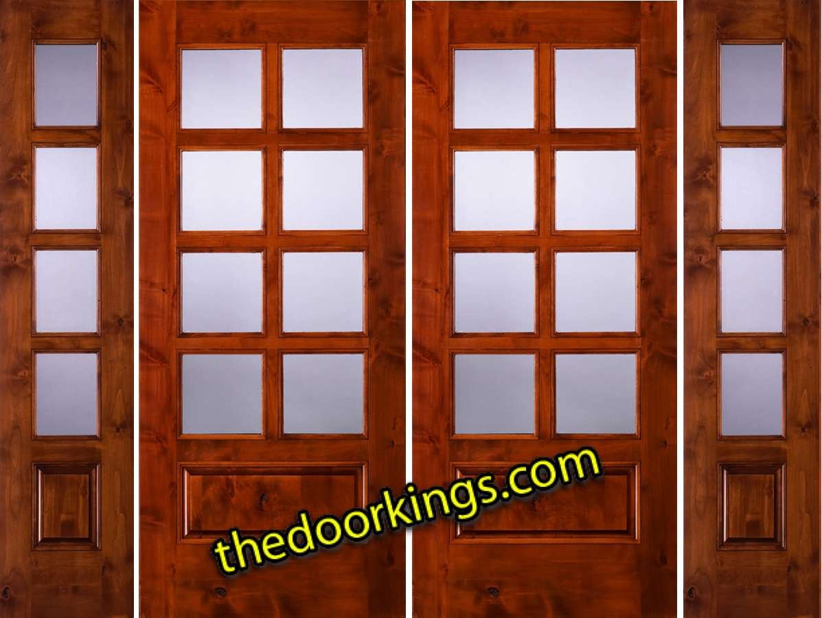 sw68 knotty alder double door with two sw68 sidelites